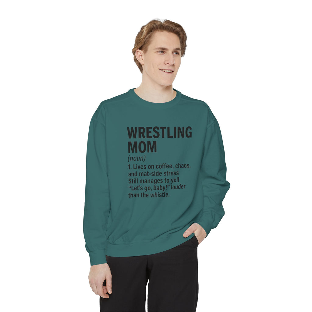Wrestling Mom Sweatshirt — 'WRESTLING MOM (noun)' Definition Crewneck, Personalized Name on Back