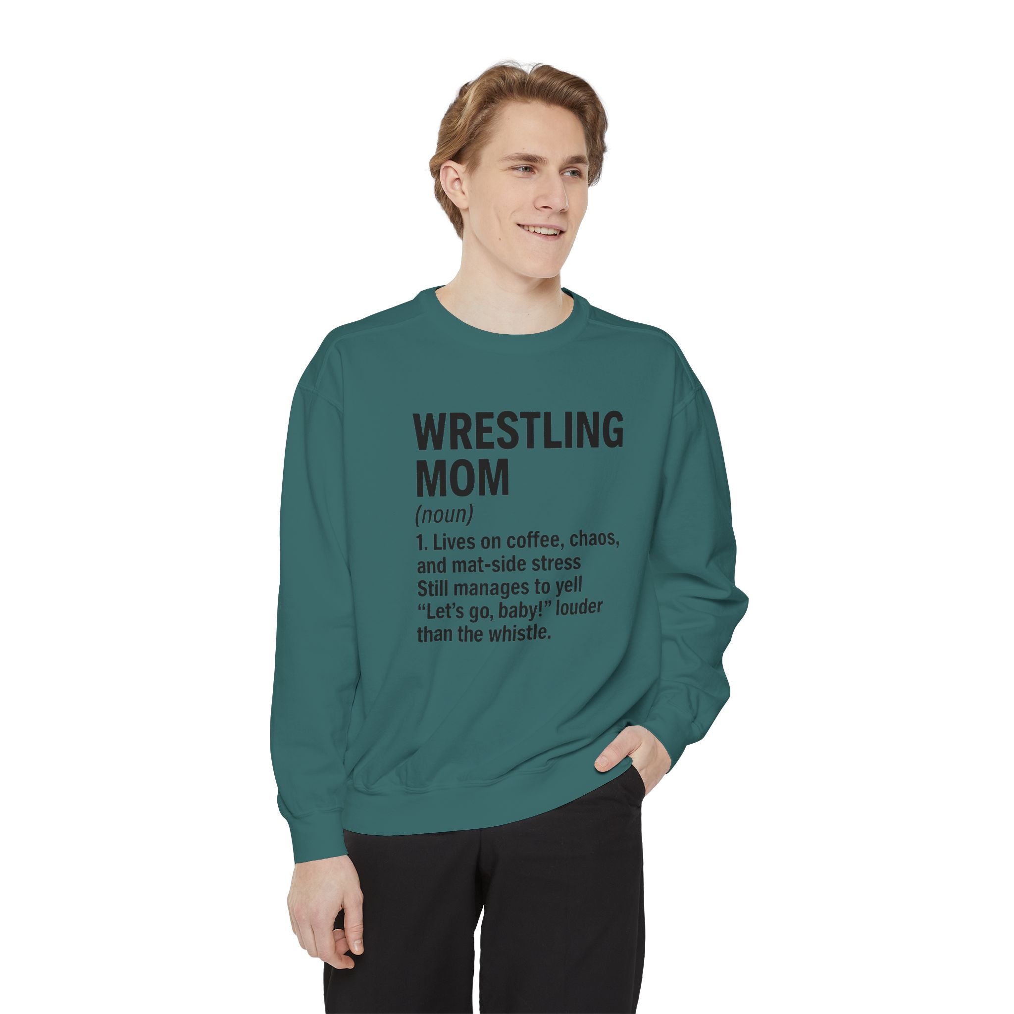 Wrestling Mom Sweatshirt — 'WRESTLING MOM (noun)' Definition Crewneck, Personalized Name on Back