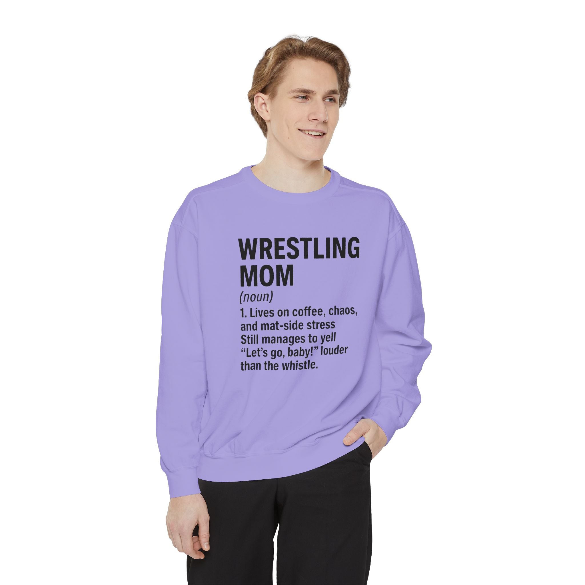 Wrestling Mom Sweatshirt — 'WRESTLING MOM (noun)' Definition Crewneck, Personalized Name on Back