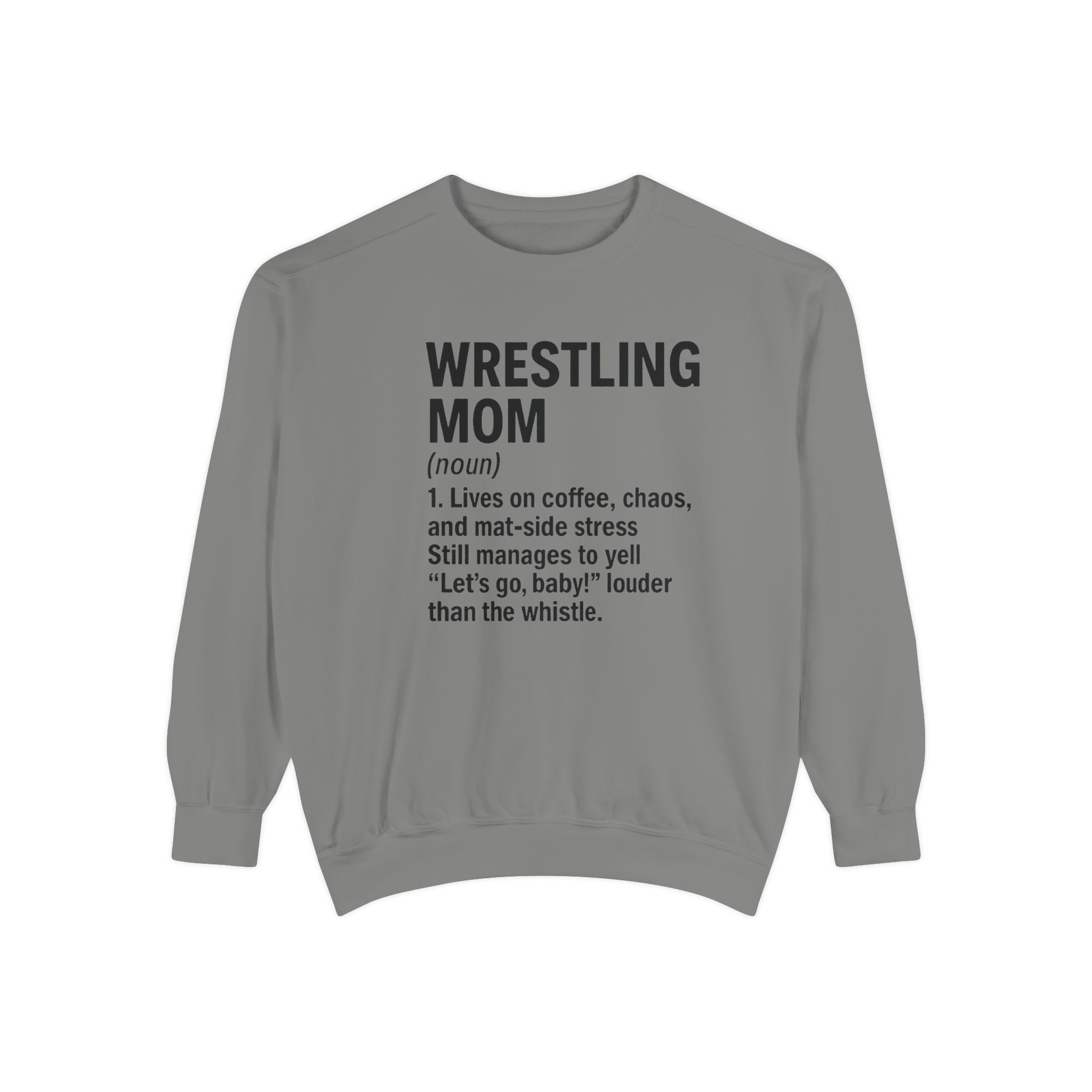 Wrestling Mom Sweatshirt — 'WRESTLING MOM (noun)' Definition Crewneck, Personalized Name on Back