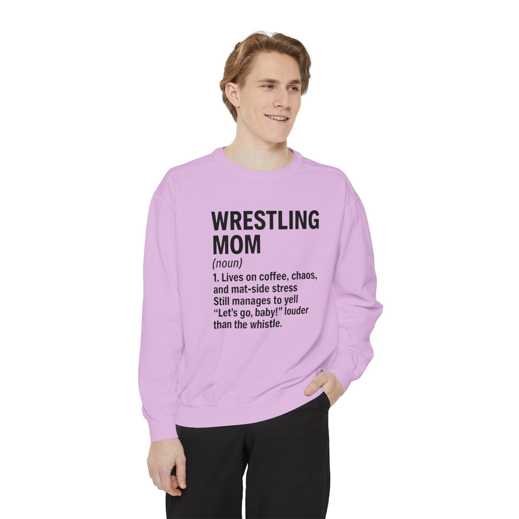 Wrestling Mom Sweatshirt — 'WRESTLING MOM (noun)' Definition Crewneck, Personalized Name on Back