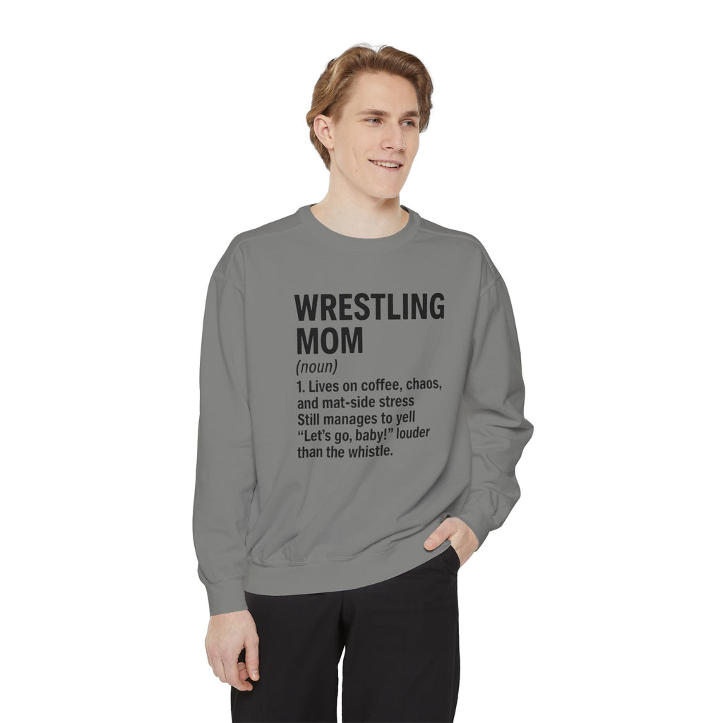 Wrestling Mom Sweatshirt — 'WRESTLING MOM (noun)' Definition Crewneck, Personalized Name on Back