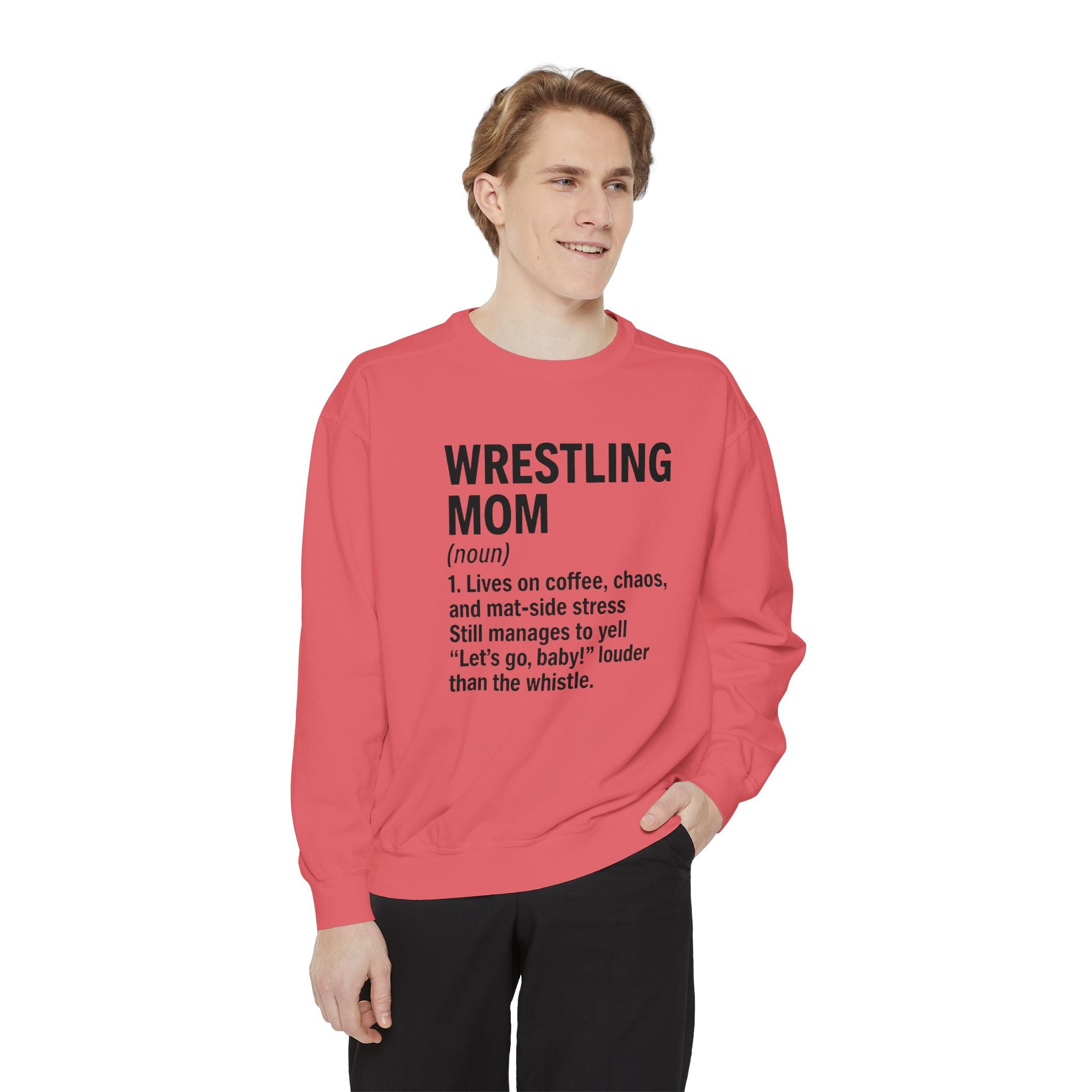 Wrestling Mom Sweatshirt — 'WRESTLING MOM (noun)' Definition Crewneck, Personalized Name on Back