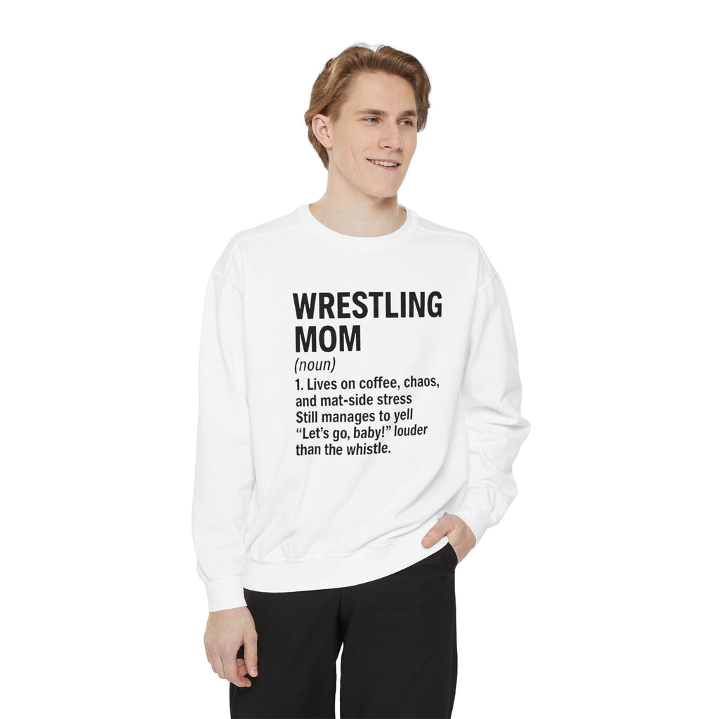 Wrestling Mom Sweatshirt — 'WRESTLING MOM (noun)' Definition Crewneck, Personalized Name on Back