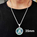 Custom Picture Necklace for Men Women Personalized Round Photo Tag Pendant with Rope/Cuban/Tennis 18-24inch Chain